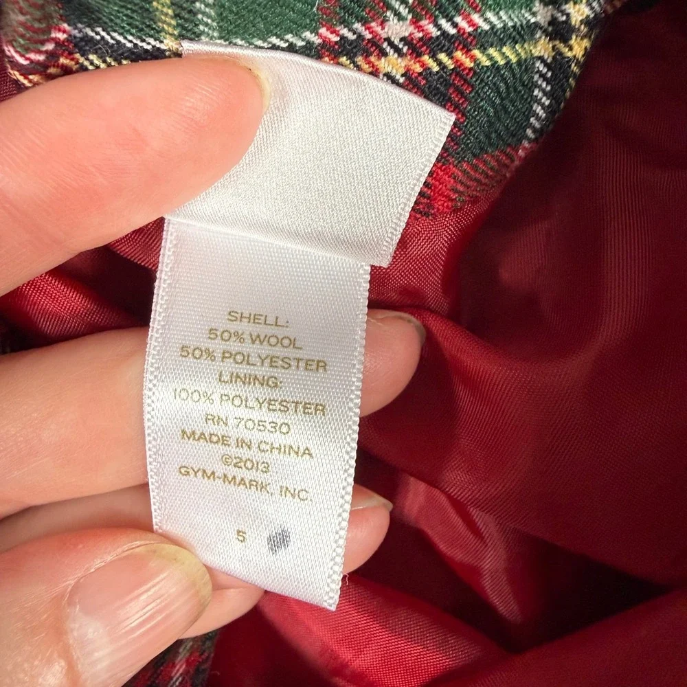 Janie and Jack Kids Red Preppy Tartan Plaid Wool Blend Pleated Skirt Size 5